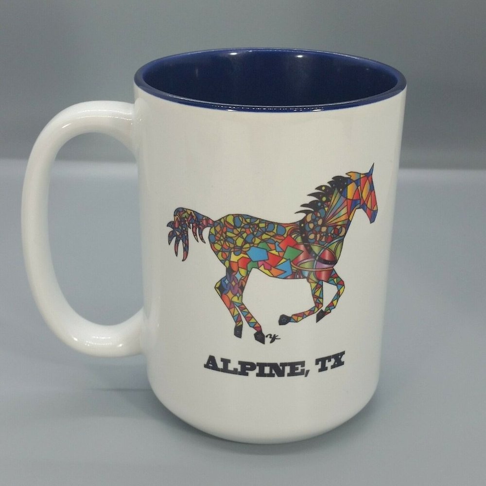 Alpine Texas Coffee Mug Souvenir Stained Glass Horse Large Cup